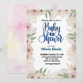 Invitation fleur sauvage Baby shower (Devant / Derrière)