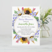 Invitation fleur sauvage Baby shower (Debout devant)