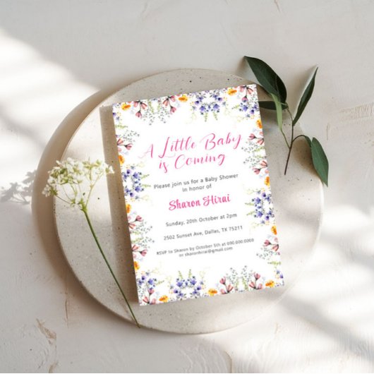 Invitation fleur sauvage Baby shower