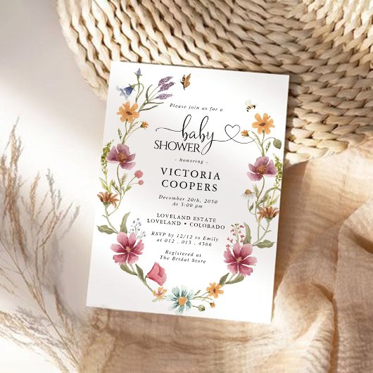 Invitation fleur sauvage Baby shower
