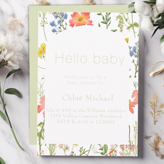 Invitation fleur sauvage Baby shower