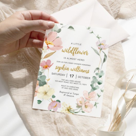 Invitation fleur sauvage Baby shower