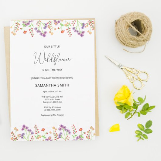 Invitation fleur sauvage Baby shower