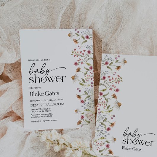 Invitation fleur sauvage Baby shower