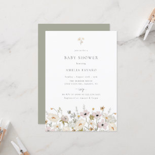 Invitation fleur sauvage Baby shower