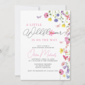 Invitation fleur sauvage Baby shower | Bébé en fle (Devant)