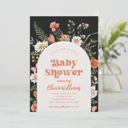 Invitation fleur sauvage Baby shower | Bébé sauvag (Debout devant)