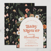 Invitation fleur sauvage Baby shower | Bébé sauvag (Devant / Derrière)