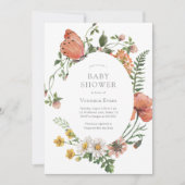 Invitation fleur sauvage Baby shower fille (Devant)