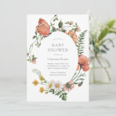 Invitation fleur sauvage Baby shower fille (Debout devant)