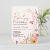 Invitation Fleur sauvage Baby shower Genre Neutre Boho (Debout devant)