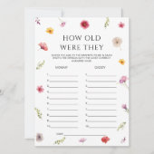 Invitation Fleur sauvage Baby shower Guides Age Game Card (Devant)