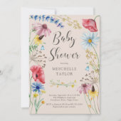 Invitation Fleur sauvage Baby shower rustique Pays Floral (Devant)
