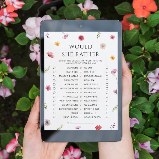 Invitation Fleur sauvage Baby shower Voudrait-Elle Plutôt Gam