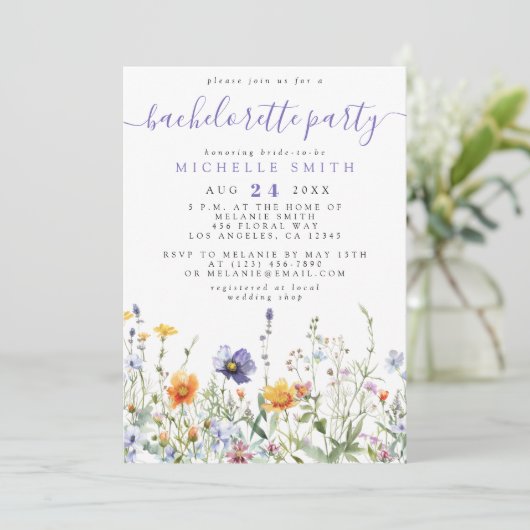 Invitation Fleur sauvage Bachelorette (Debout devant)