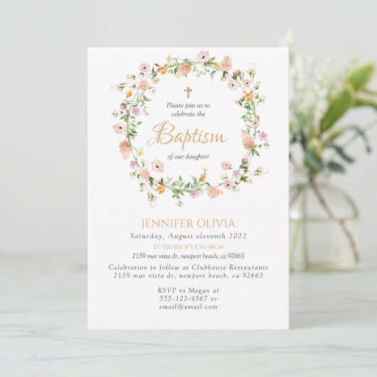 Invitation fleur sauvage Baptême (Debout devant)