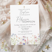 Invitation fleur sauvage Baptême fille