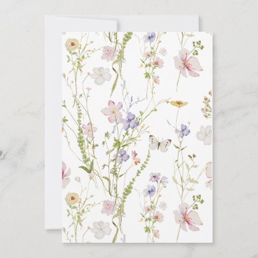 Invitation fleur sauvage Baptême fille (Dos)