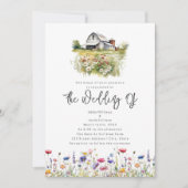 Invitation Fleur sauvage Barn Rustic Mariage (Devant)