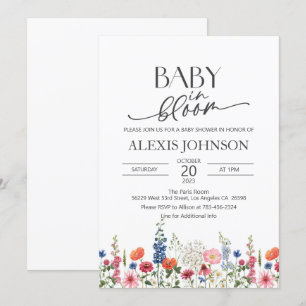 Invitation Fleur sauvage bébé dans le Baby shower en fleurs