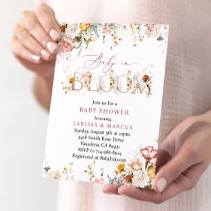 Invitation Fleur sauvage bébé dans le Baby shower en fleurs
