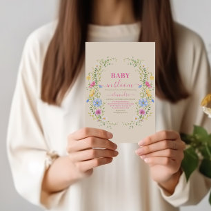 Invitation Fleur sauvage bébé dans le Baby shower en fleurs