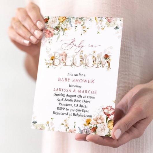 Invitation Fleur sauvage bébé dans le Baby shower en fleurs