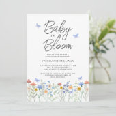 Invitation Fleur sauvage bébé dans le Baby shower en fleurs (Debout devant)