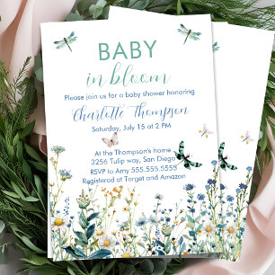 Invitation Fleur sauvage bébé en baby shower fleuri
