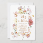 Invitation Fleur sauvage bébé en Fleur baby shower fille (Devant)