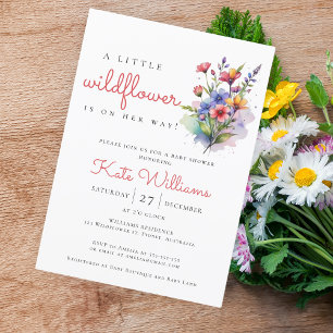 Invitation Fleur sauvage bébé en fleurs aquarelle fleurie