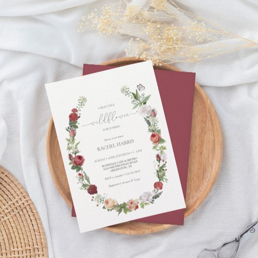 Invitation Fleur sauvage bébé en fleurs Baby shower fille