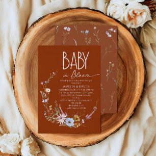Invitation Fleur Sauvage Bébé Orange Brûlé en Fleur Baby Show