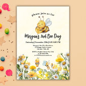 Invitation Fleur sauvage Bee Two 2e Jour de l'abeille Anniver