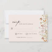 Invitation Fleur sauvage Beige Boho Jardin Mariage RSVP (Devant)