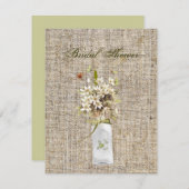Invitation fleur sauvage beige hippie bohème mariage burlap (Devant / Derrière)