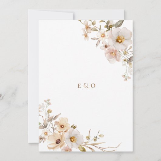 Invitation Fleur sauvage beige Neutre Boho Élégant mariage (Dos)