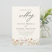 Invitation Fleur sauvage Beige Photo Boho Garden Mariage (Debout devant)