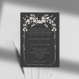 Invitation Fleur sauvage Black Boho Arch Type Mariage officie