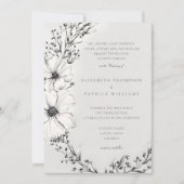 Invitation Fleur sauvage Black Ivory Formel Mariage tradition (Devant)