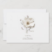 Invitation Fleur sauvage blanc Horizontal mariage élégant (Devant)