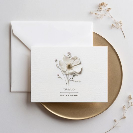 Invitation Fleur sauvage blanc Horizontal mariage élégant