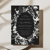 Invitation Fleur sauvage blanc Silhouette Mariage noir