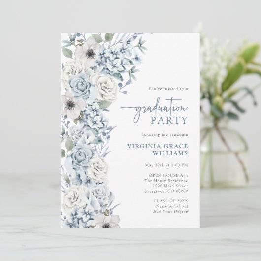 Invitation Fleur sauvage bleu (Debout devant)