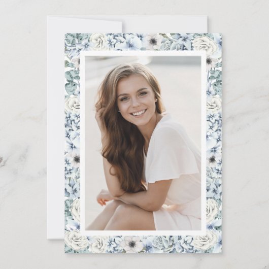 Invitation Fleur sauvage bleu (Dos)