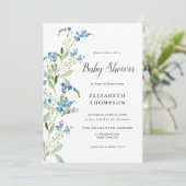 Invitation Fleur sauvage Bleu Arc Floral Élégant Baby shower (Debout devant)