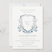 Invitation Fleur sauvage bleu Baby shower de monographie (Devant)