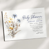 Invitation Fleur sauvage bleu Bouquet Baby shower Boho