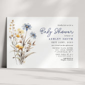 Invitation Fleur sauvage bleu Bouquet Baby shower Boho