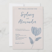 Invitation Fleur sauvage Bleu Christian Deux deviennent un Ma (Devant)